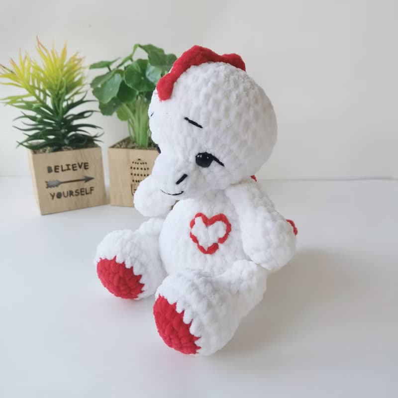 Crochet dinosaur, Dinosaur plush stuffed toy, White dinosaur baby shower gift