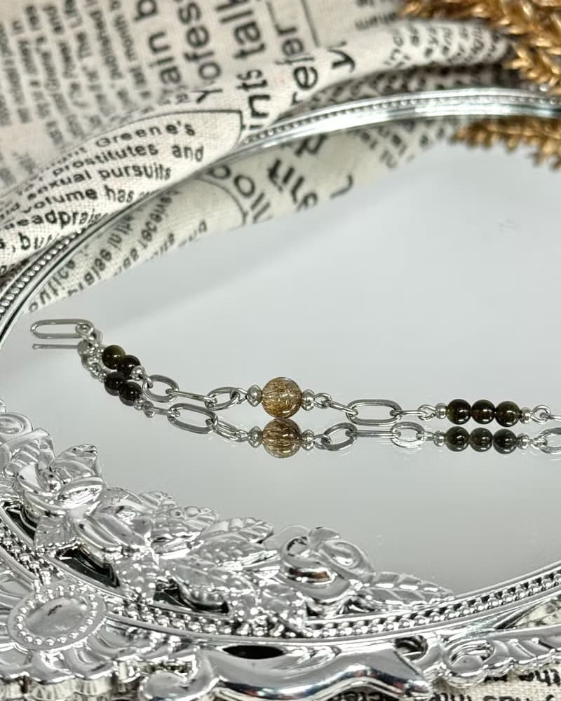 浪漫金幣公主水晶設計手鍊 - 醫療鋼 / 魔鬼髮晶/金曜石/茶晶