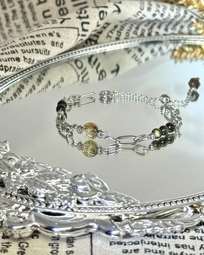 浪漫金幣公主水晶設計手鍊 - 醫療鋼 / 魔鬼髮晶/金曜石/茶晶