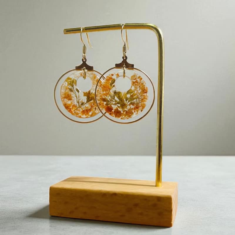 全新壓花樹脂飾品 滴膠花飾 仙氣花耳飾