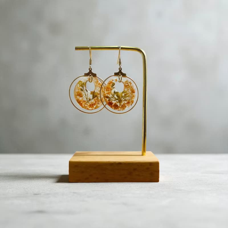 全新壓花樹脂飾品 滴膠花飾 仙氣花耳飾