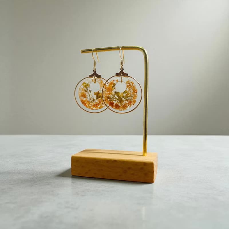 全新壓花樹脂飾品 滴膠花飾 仙氣花耳飾