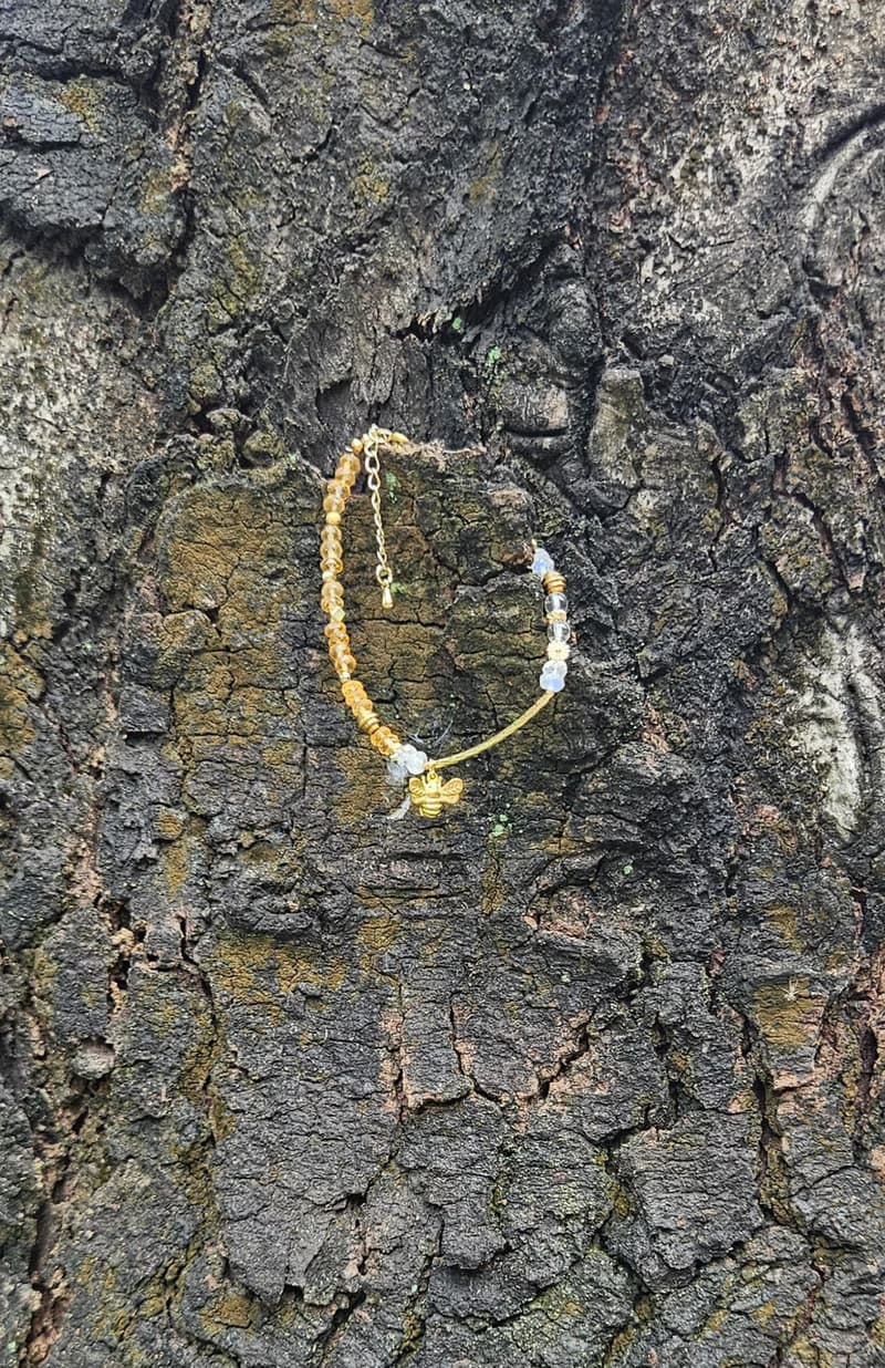 (天然石水晶手鍊)(黃水晶x藍月光石x白水晶)黃銅手鍊