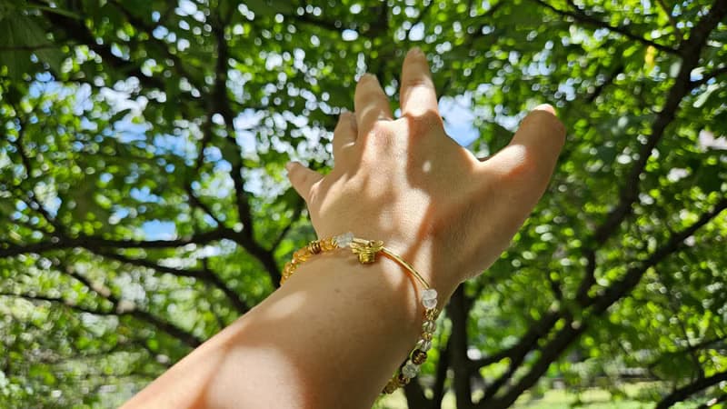 (天然石水晶手鍊)(黃水晶x藍月光石x白水晶)黃銅手鍊