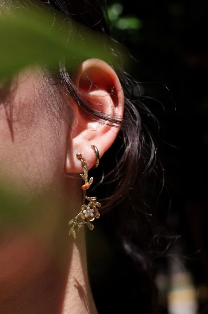 夏枝耳墜 黃銅耳環 施華洛世奇鑽 日本珠 禮物