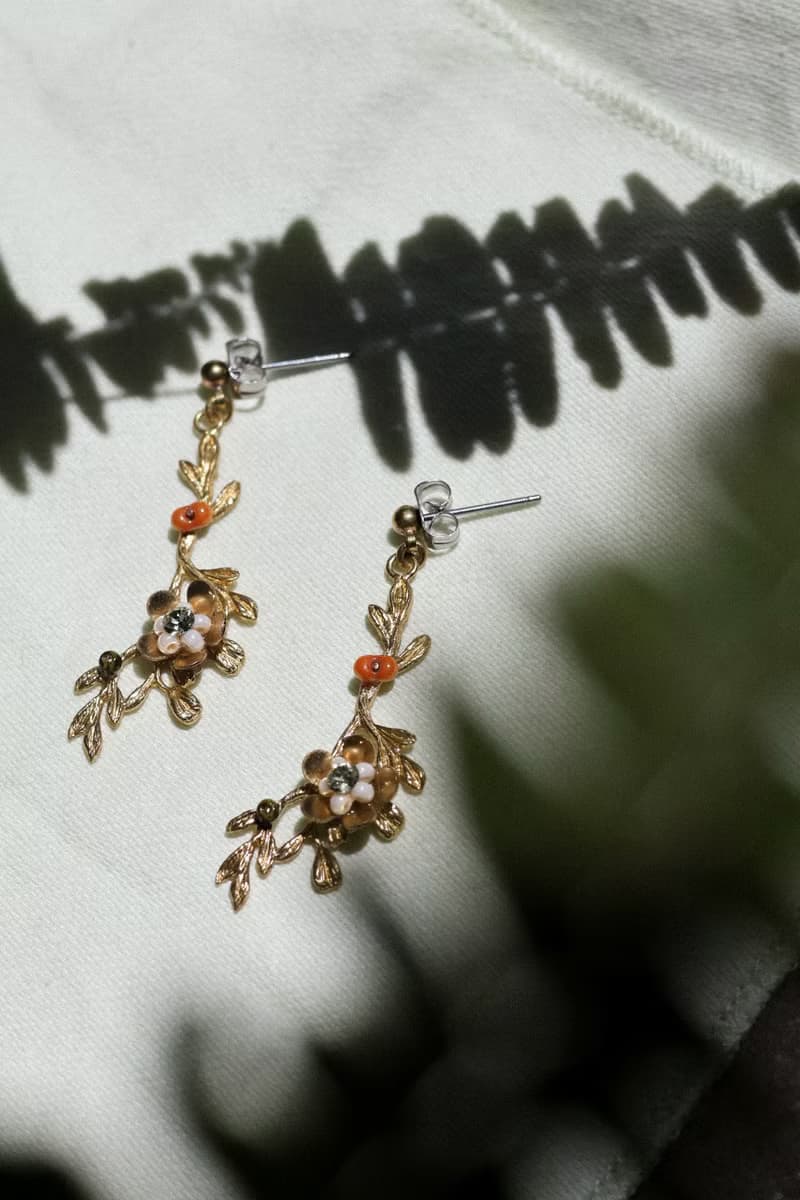 夏枝耳墜 黃銅耳環 施華洛世奇鑽 日本珠 禮物