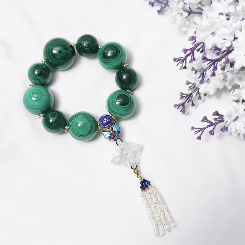 頂級天眼孔雀石 白水晶十字金剛杵 智慧成功 收藏 手鍊 單品 禮物