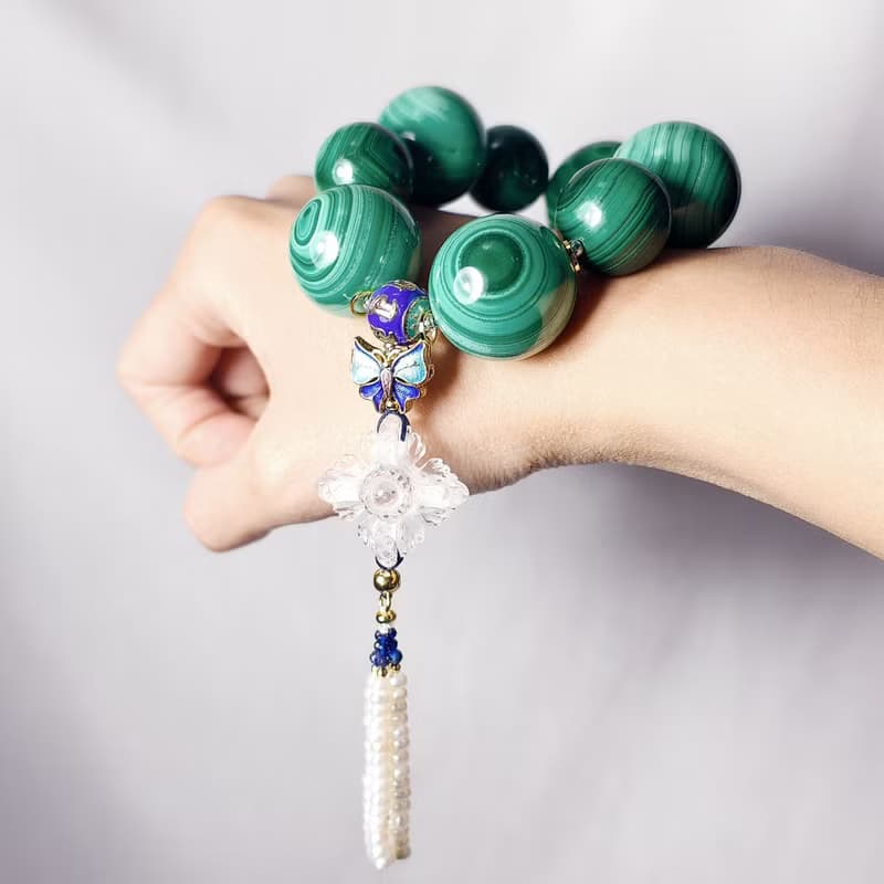 頂級天眼孔雀石 白水晶十字金剛杵 智慧成功 收藏 手鍊 單品 禮物