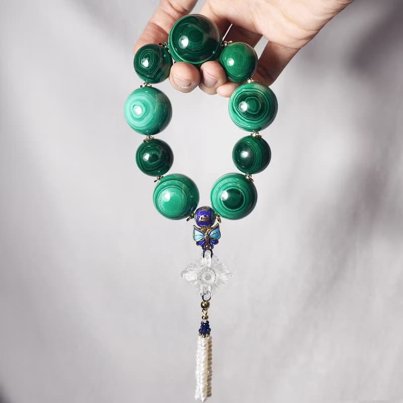 頂級天眼孔雀石 白水晶十字金剛杵 智慧成功 收藏 手鍊 單品 禮物