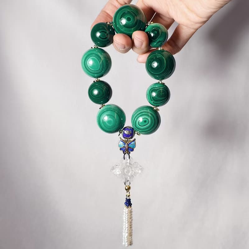 頂級天眼孔雀石 白水晶十字金剛杵 智慧成功 收藏 手鍊 單品 禮物