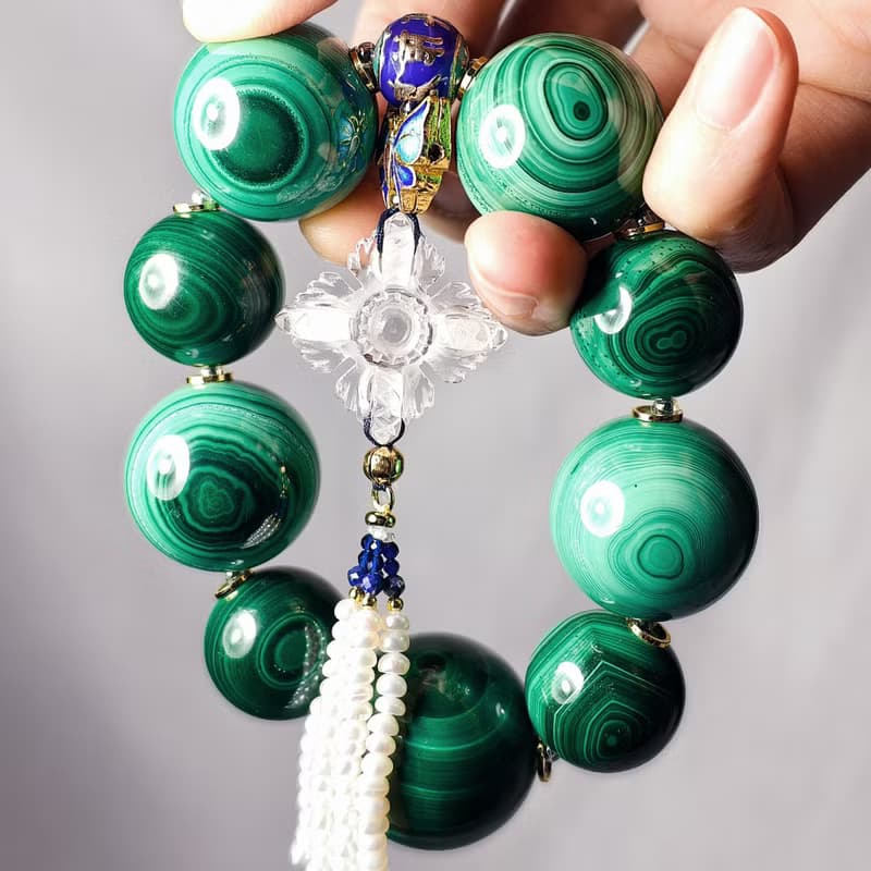 頂級天眼孔雀石 白水晶十字金剛杵 智慧成功 收藏 手鍊 單品 禮物