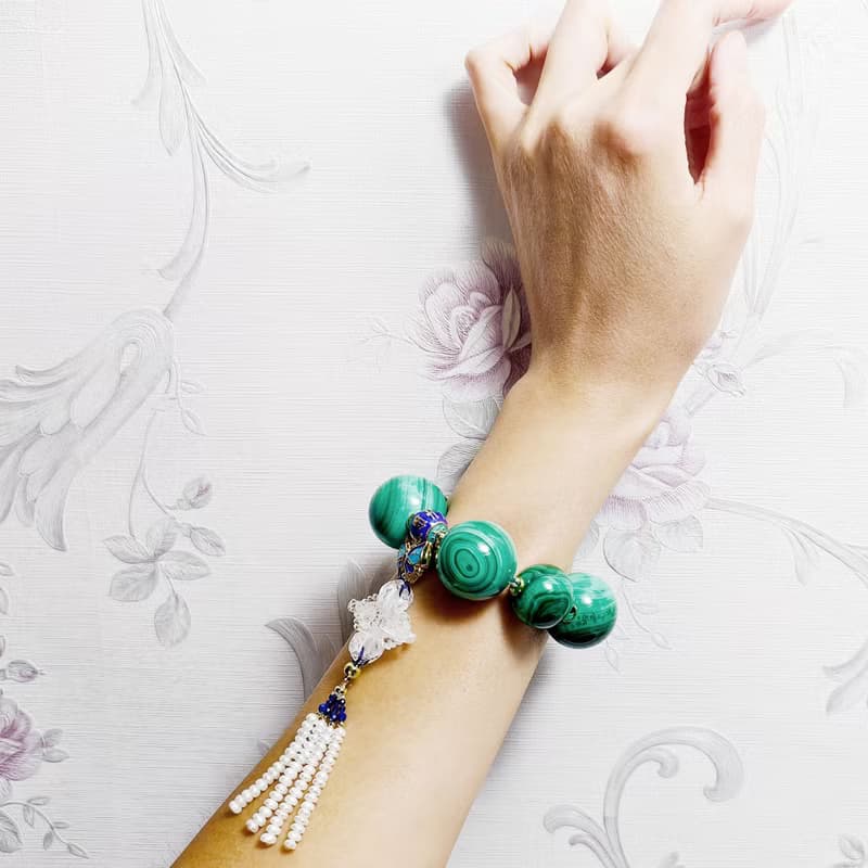 頂級天眼孔雀石 白水晶十字金剛杵 智慧成功 收藏 手鍊 單品 禮物