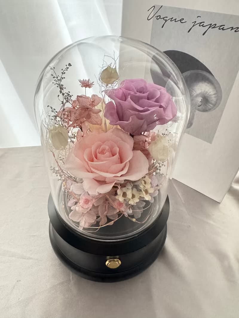 永生花音響花盅 永生花夜燈 藍牙音響喇叭 粉紫款 贈送包裝禮盒