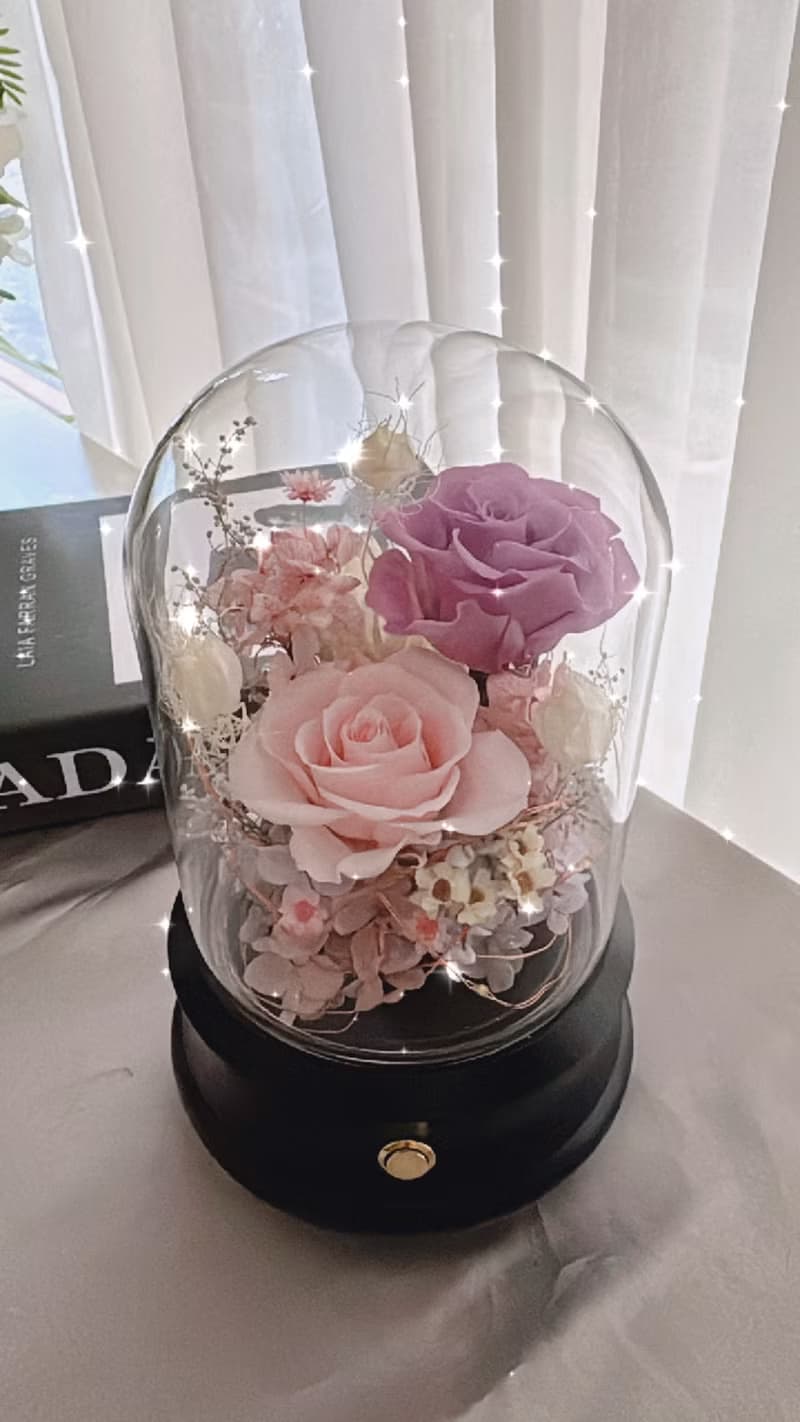 永生花音響花盅 永生花夜燈 藍牙音響喇叭 粉紫款 贈送包裝禮盒