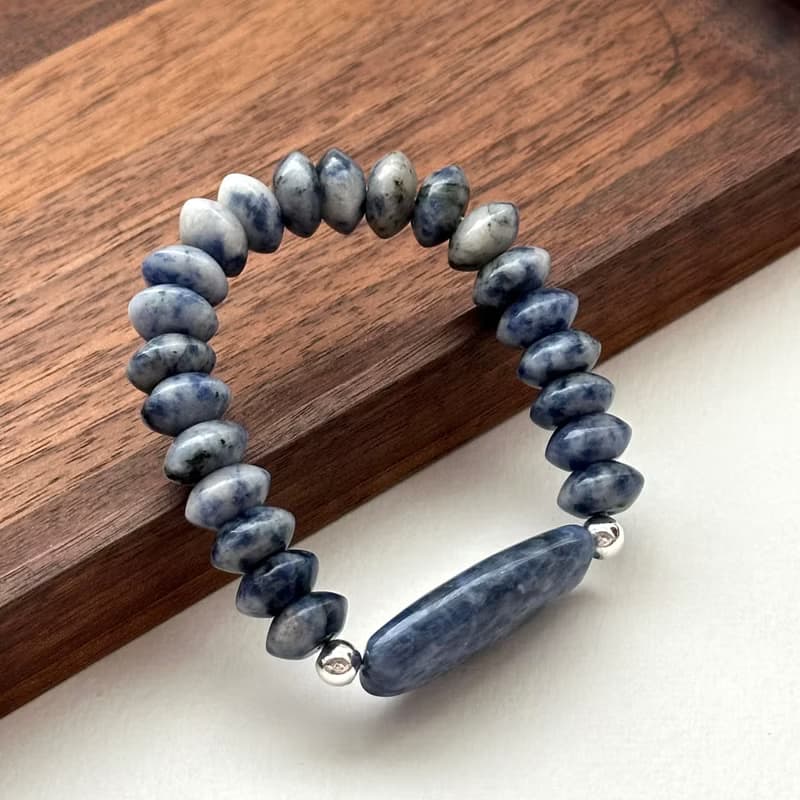 【釐清自我】藍紋石蝶珠簡約鍍銀手鏈 驅除壓力 堅定與勇氣治癒心