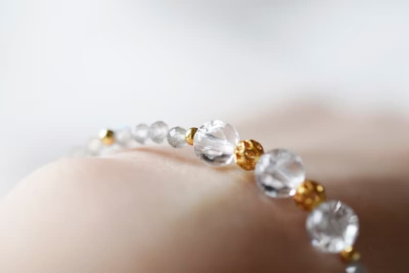 閃閃生耀。白水晶 灰藍月光石 18K包金 天然石/水晶 手鍊/手鐲