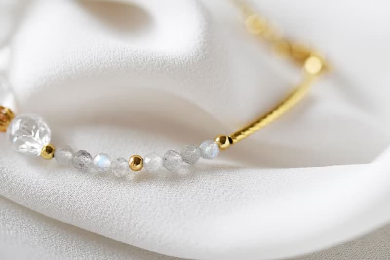 閃閃生耀。白水晶 灰藍月光石 18K包金 天然石/水晶 手鍊/手鐲