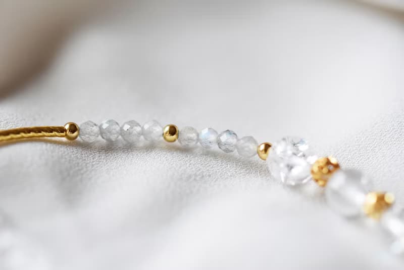 閃閃生耀。白水晶 灰藍月光石 18K包金 天然石/水晶 手鍊/手鐲