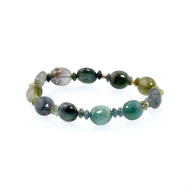 寶麗金珠寶-天然藍綠色糖果碧璽手鍊