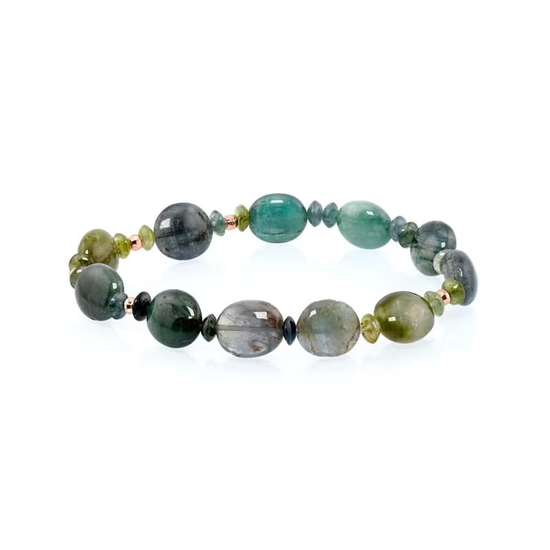 寶麗金珠寶-天然藍綠色糖果碧璽手鍊