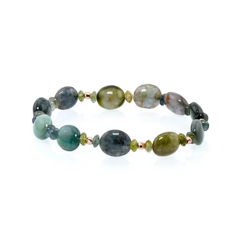 寶麗金珠寶-天然藍綠色糖果碧璽手鍊