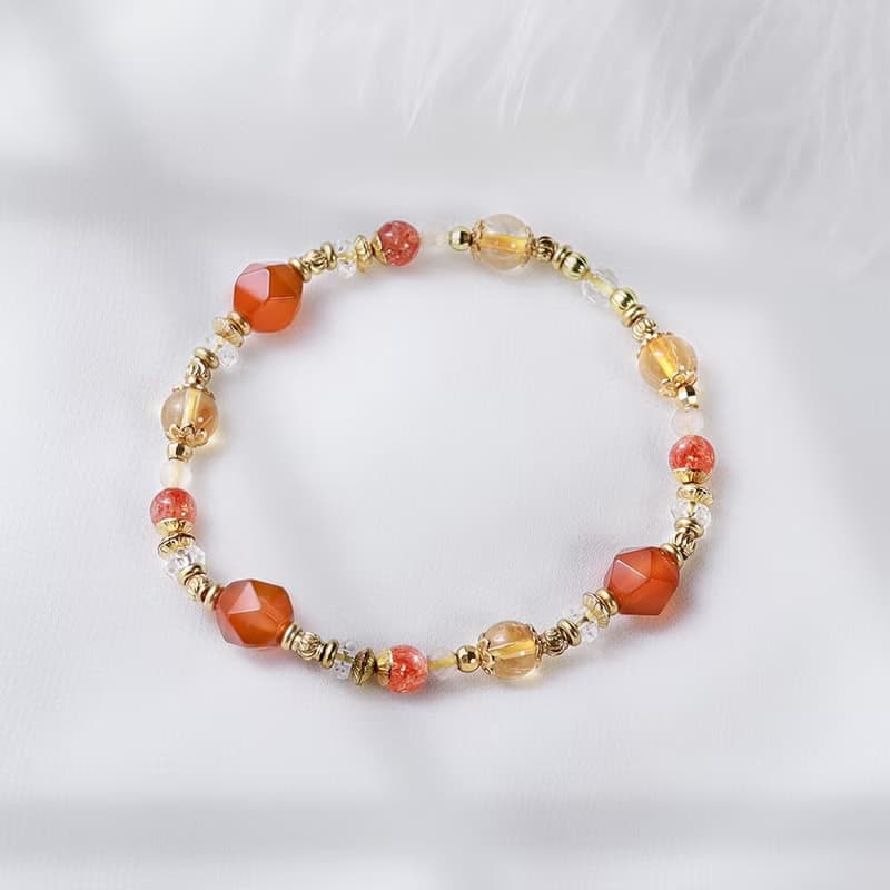 如願 | A117紅瑪瑙黃水晶太陽石水晶手鍊