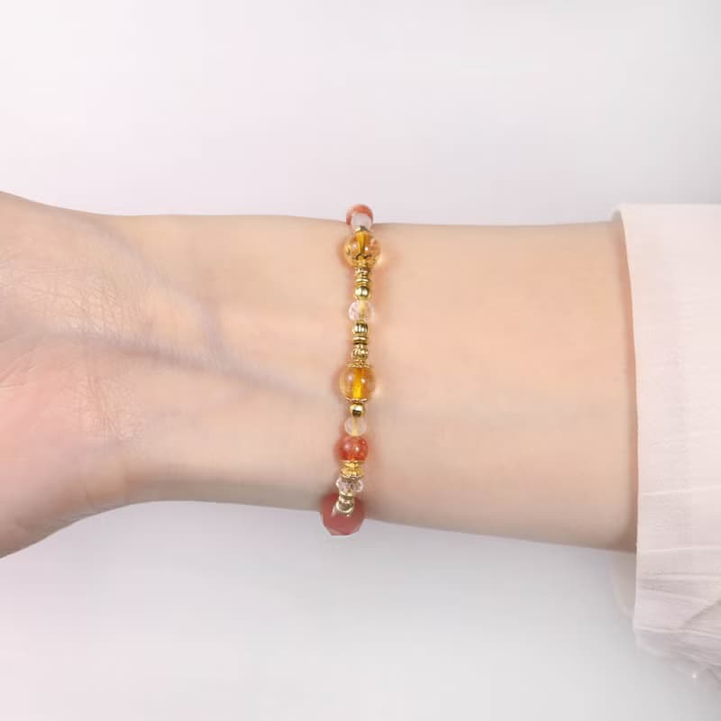如願 | A117紅瑪瑙黃水晶太陽石水晶手鍊