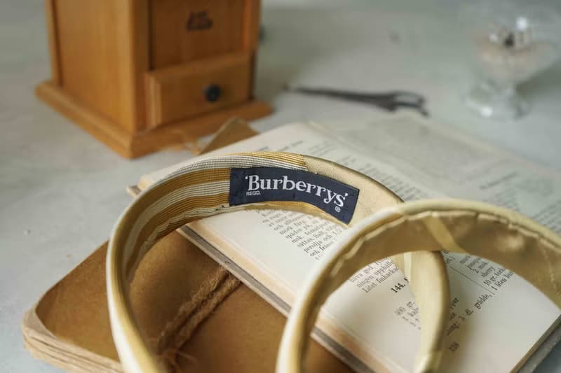 古董領帶改製手工髮箍-Burberrys golden hour雙色拼接