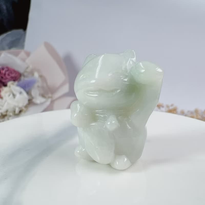 飄綠翡翠招財貓擺飾擺件 | 天然緬甸玉A貨翡翠 | 送禮