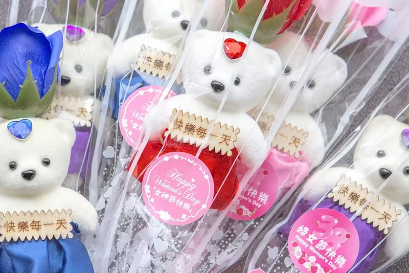 三八婦女節禮物 活動贈品 單支小熊款香皂玫瑰花 (4色可挑) 花束