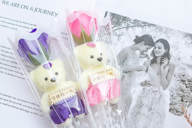 三八婦女節禮物 活動贈品 單支小熊款香皂玫瑰花 (4色可挑) 花束