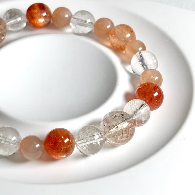 阿魯沙。橙月光。白水晶手串
