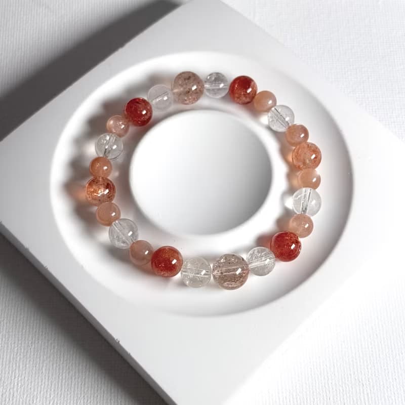 阿魯沙。橙月光。白水晶手串