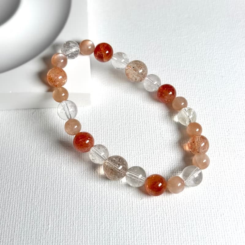 阿魯沙。橙月光。白水晶手串