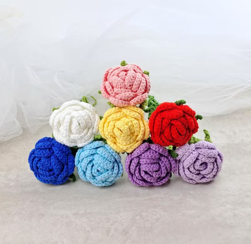 手鉤雪糕玫瑰花盒 手織花 生日禮物 花束 情人節 母親節 CR034