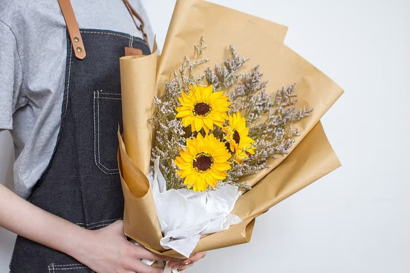 畢業花束 文青向日葵3朵 乾燥花花束 (3朵向日葵+情人草) S009