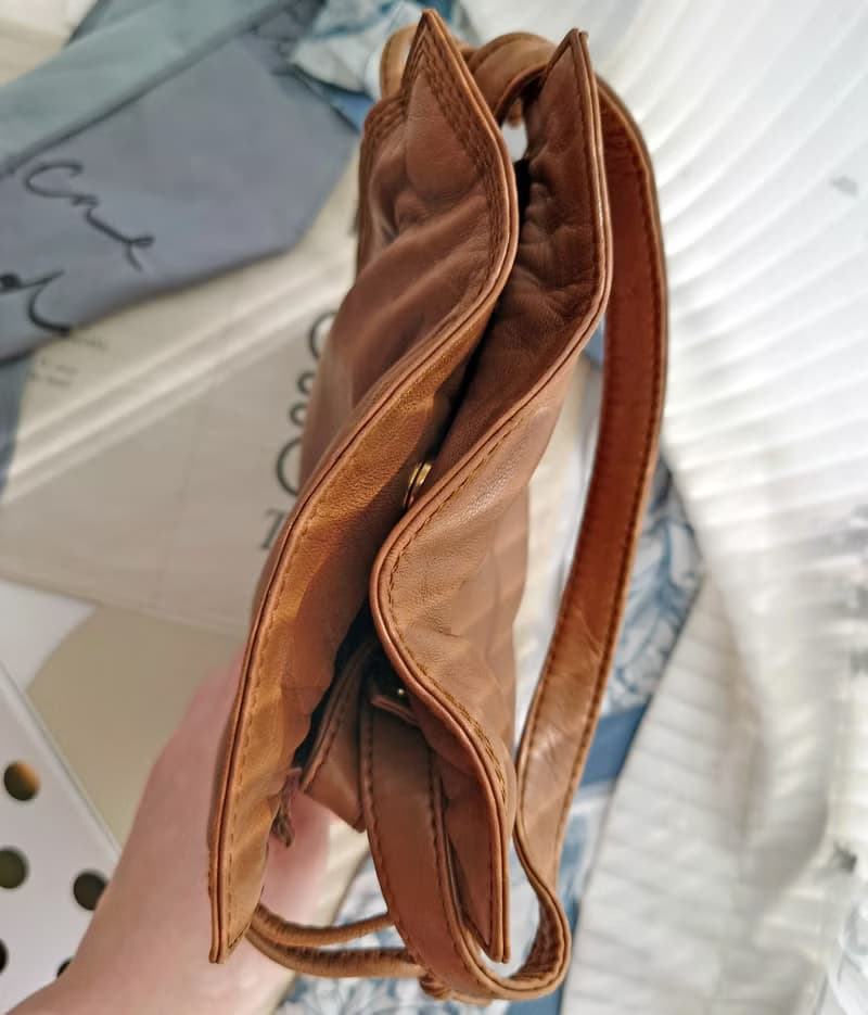 中古包 Loewe Flamenco 咖啡羊皮束口袋肩背包斜挎包單肩包束繩包