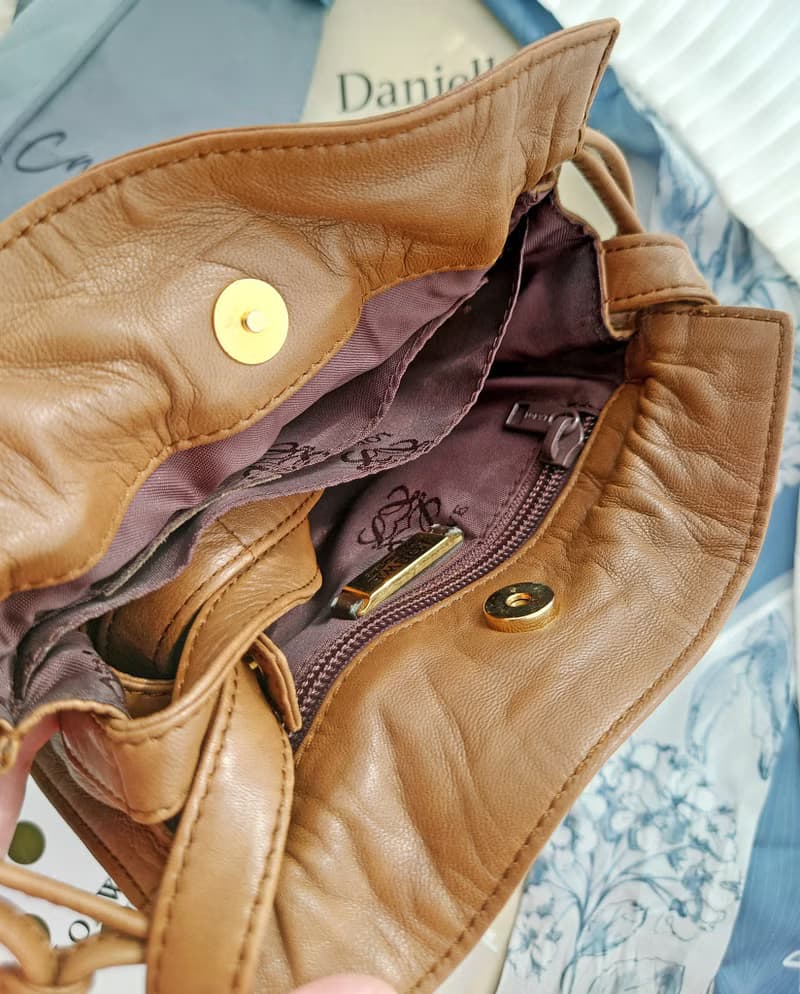 中古包 Loewe Flamenco 咖啡羊皮束口袋肩背包斜挎包單肩包束繩包