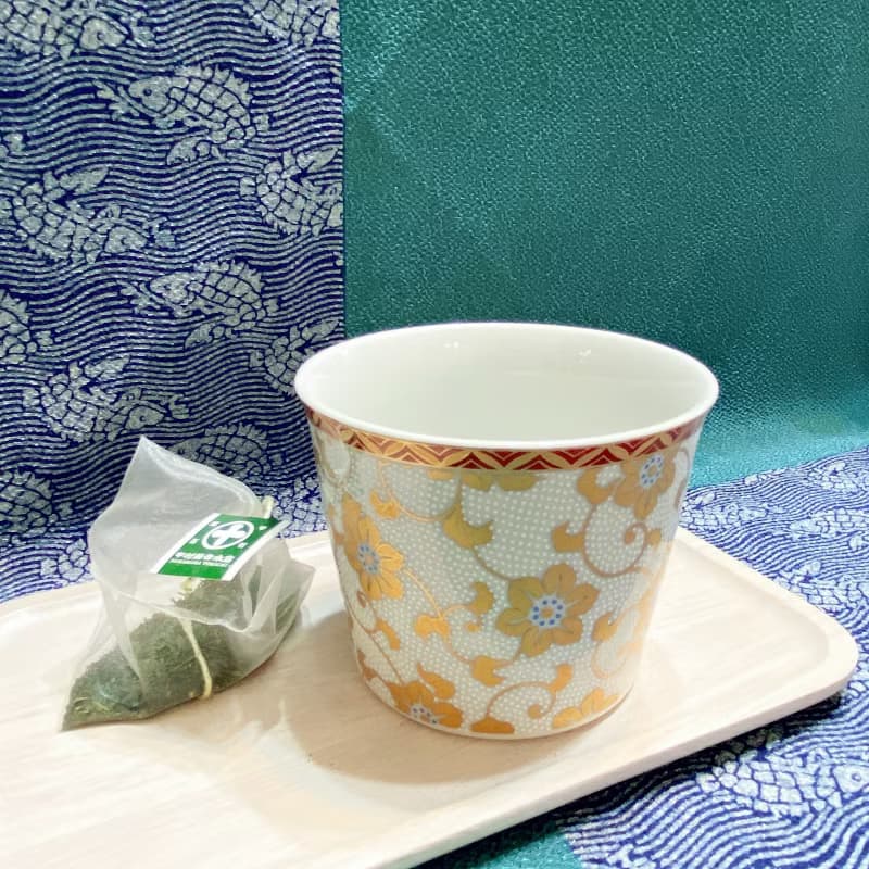 【九谷燒白/青粒鉄仙】豬口杯