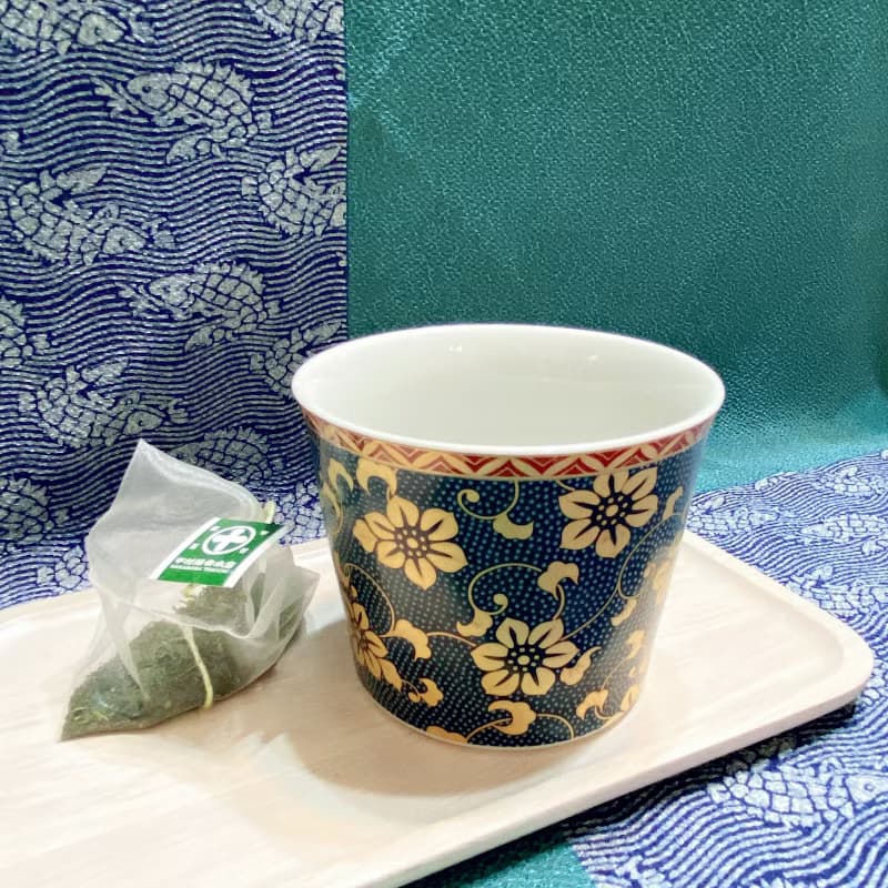【九谷燒白/青粒鉄仙】豬口杯