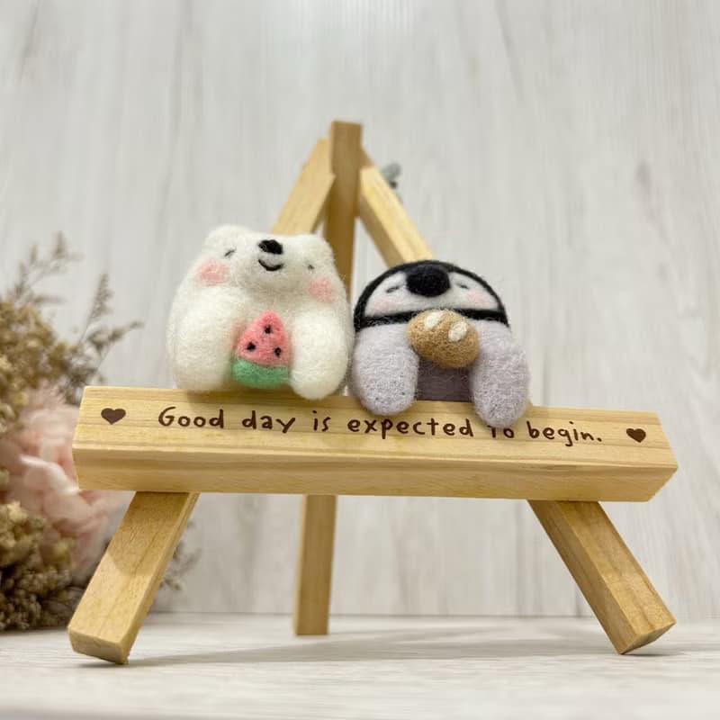 口袋小動物  白熊 小企鵝  羊毛氈別針 胸針 療癒 送禮