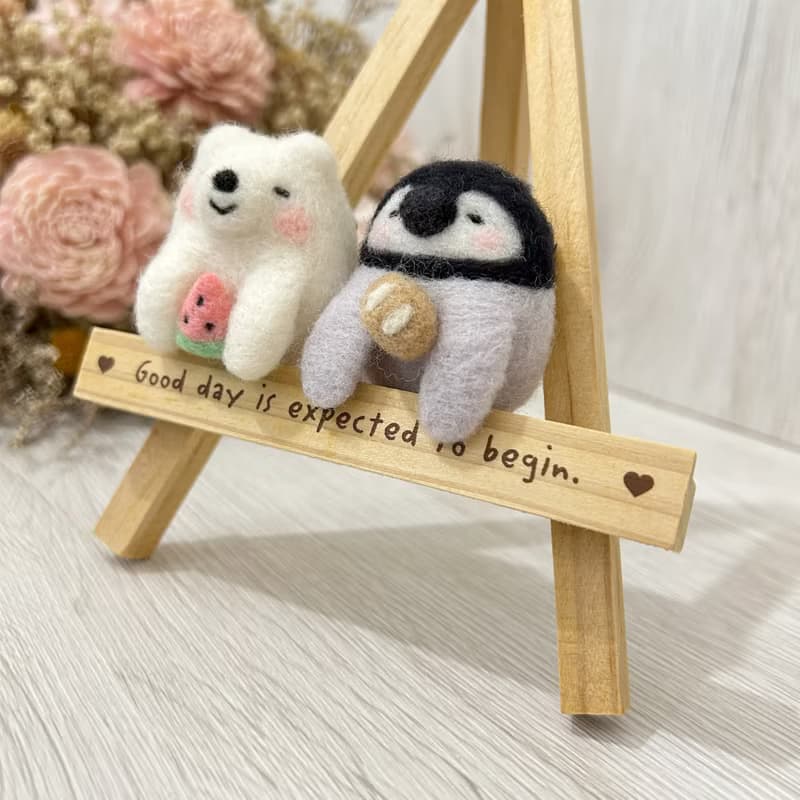 口袋小動物  白熊 小企鵝  羊毛氈別針 胸針 療癒 送禮