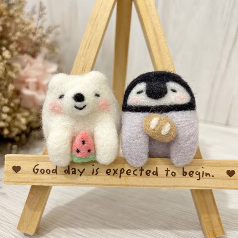 口袋小動物  白熊 小企鵝  羊毛氈別針 胸針 療癒 送禮