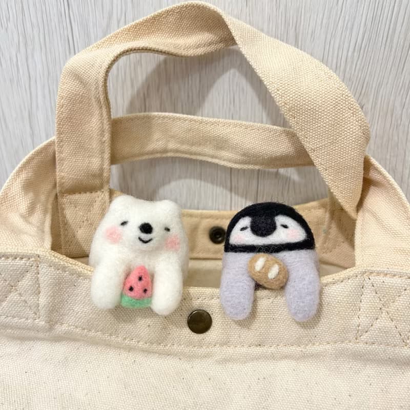 口袋小動物  白熊 小企鵝  羊毛氈別針 胸針 療癒 送禮