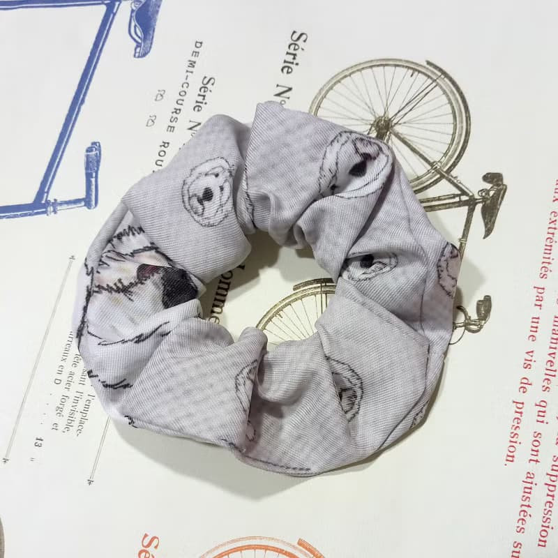 灰底-大腸髮圈_英國古代牧羊犬_馬尾髮帶