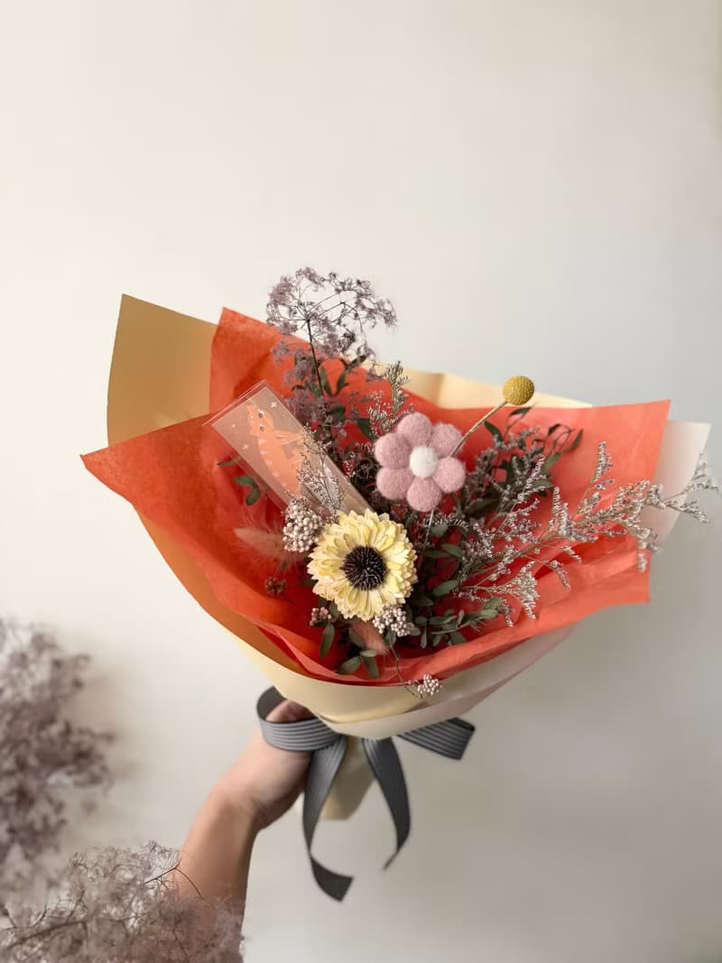 畢業花束 乾燥花束 禮物花束 含設計師電繪書籤一枚