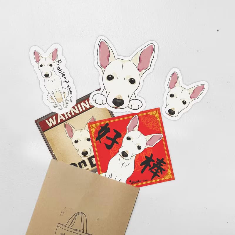 台灣犬/米克斯 4毛色 寵物防水抗曬貼紙 行李箱 滑板 衝浪板 春聯