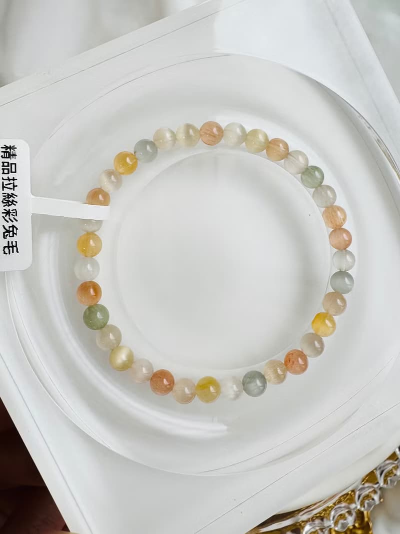 畢業級貓眼濃色彩兔毛水晶4.9-5.3mm6.42g滿順帶稀有灰兔毛