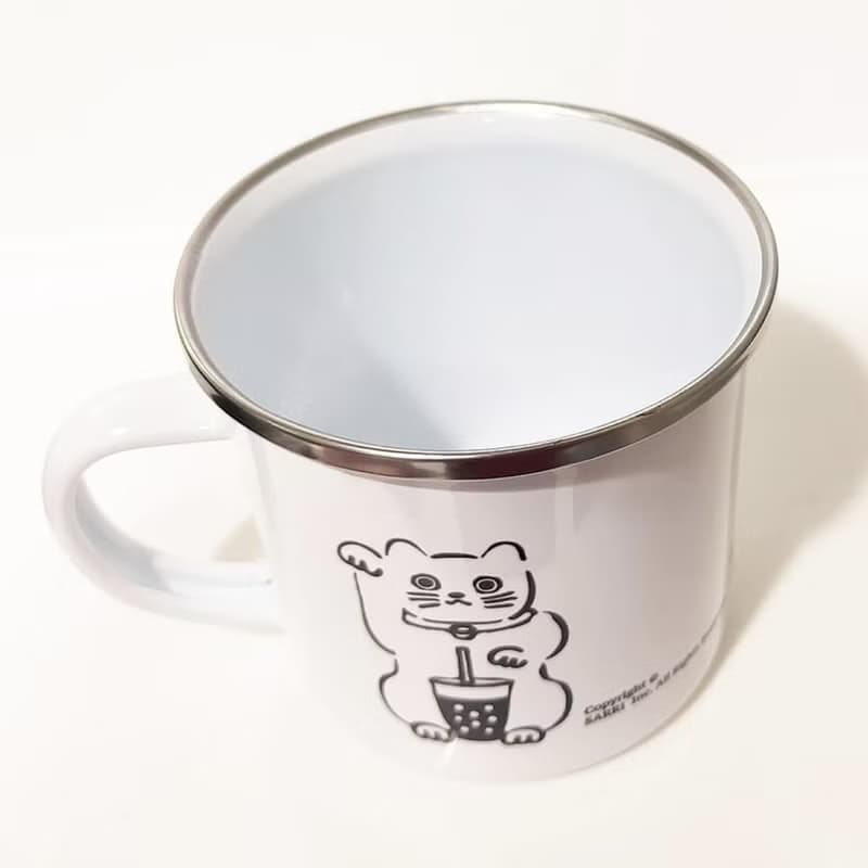招財貓 貓 搪瓷杯 琺瑯杯  廚房用具 早餐 牛奶杯 餐桌 鋼杯 琺瑯