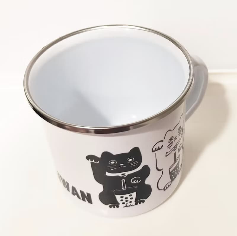 招財貓 貓 搪瓷杯 琺瑯杯  廚房用具 早餐 牛奶杯 餐桌 鋼杯 琺瑯